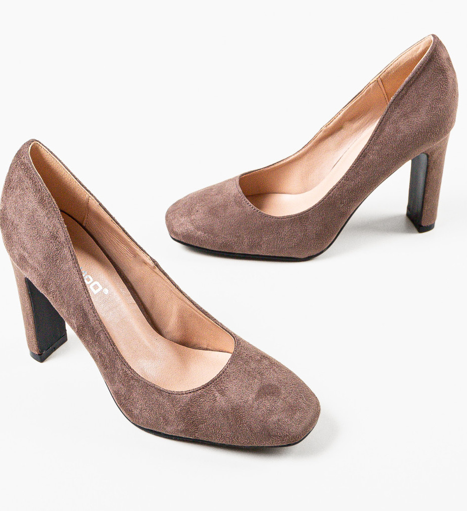 Pantofi dama Greer Khaki cu toc elegant - imagine 5