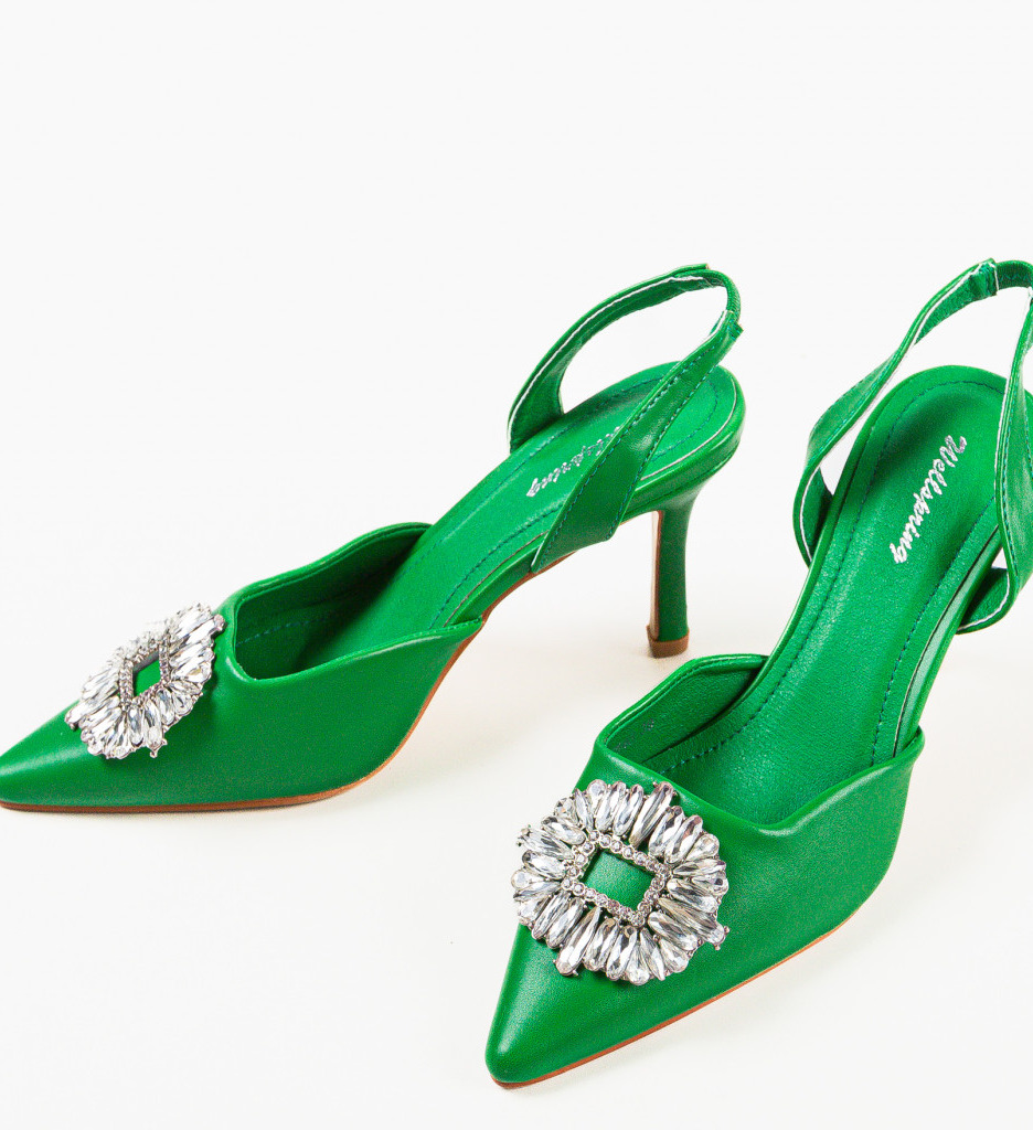 Pantofi dama Bill Verzi cu Toc Eleganți - imagine 5