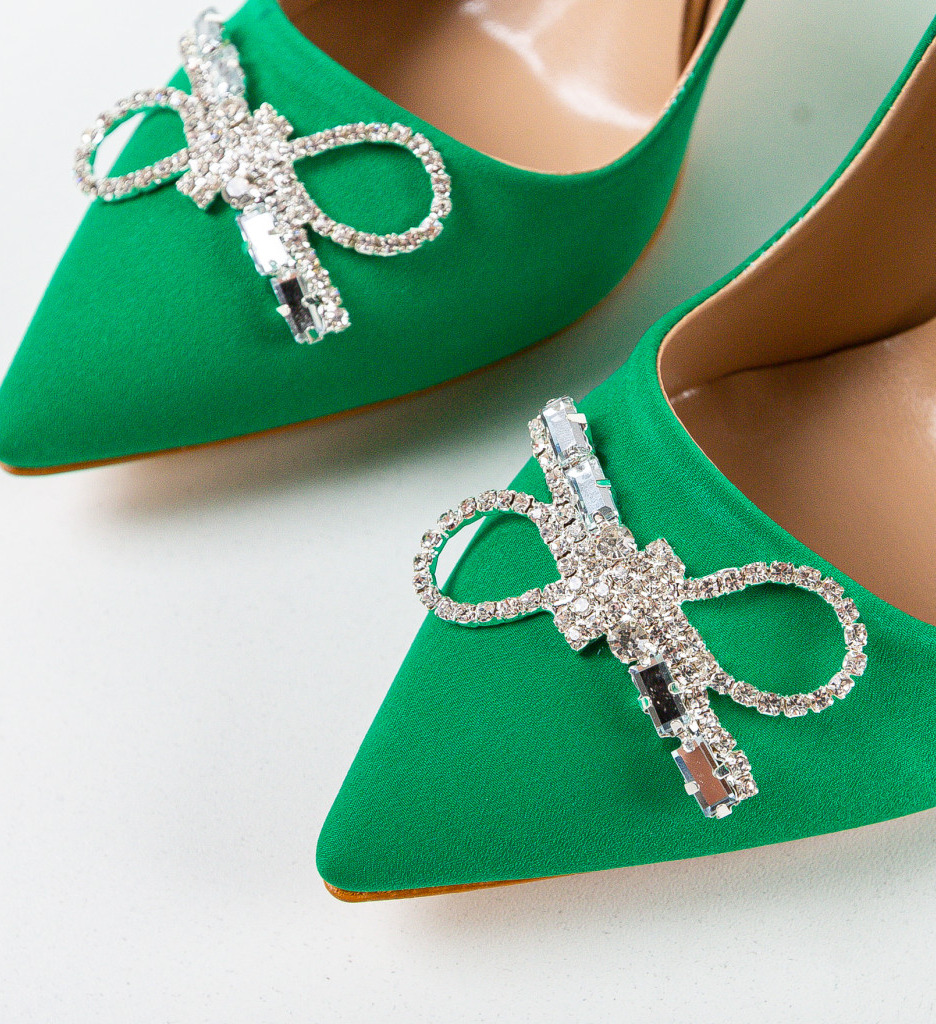 Pantofi dama Saxona Verzi cu Toc Elegant - imagine 7