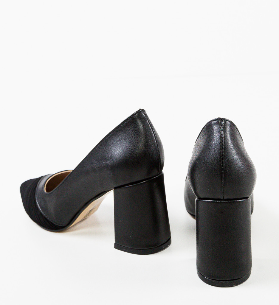 Pantofi Damande Negri Eleganți cu Toc - imagine 7