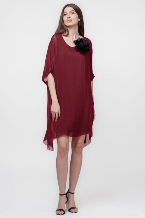 Rochie Bordo Matase Shopika | Elegant & Confort