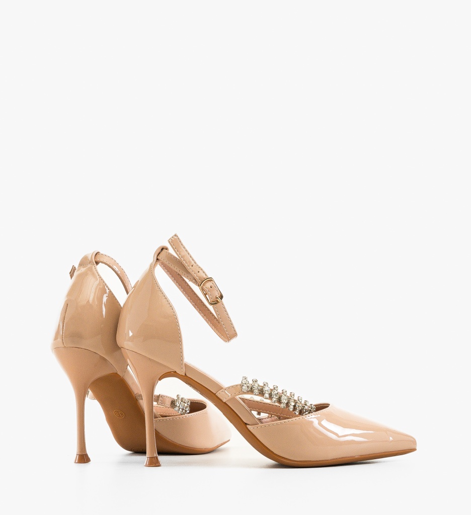 Pantofi Dama Rhys Bej cu Toc Eleganți - imagine 3
