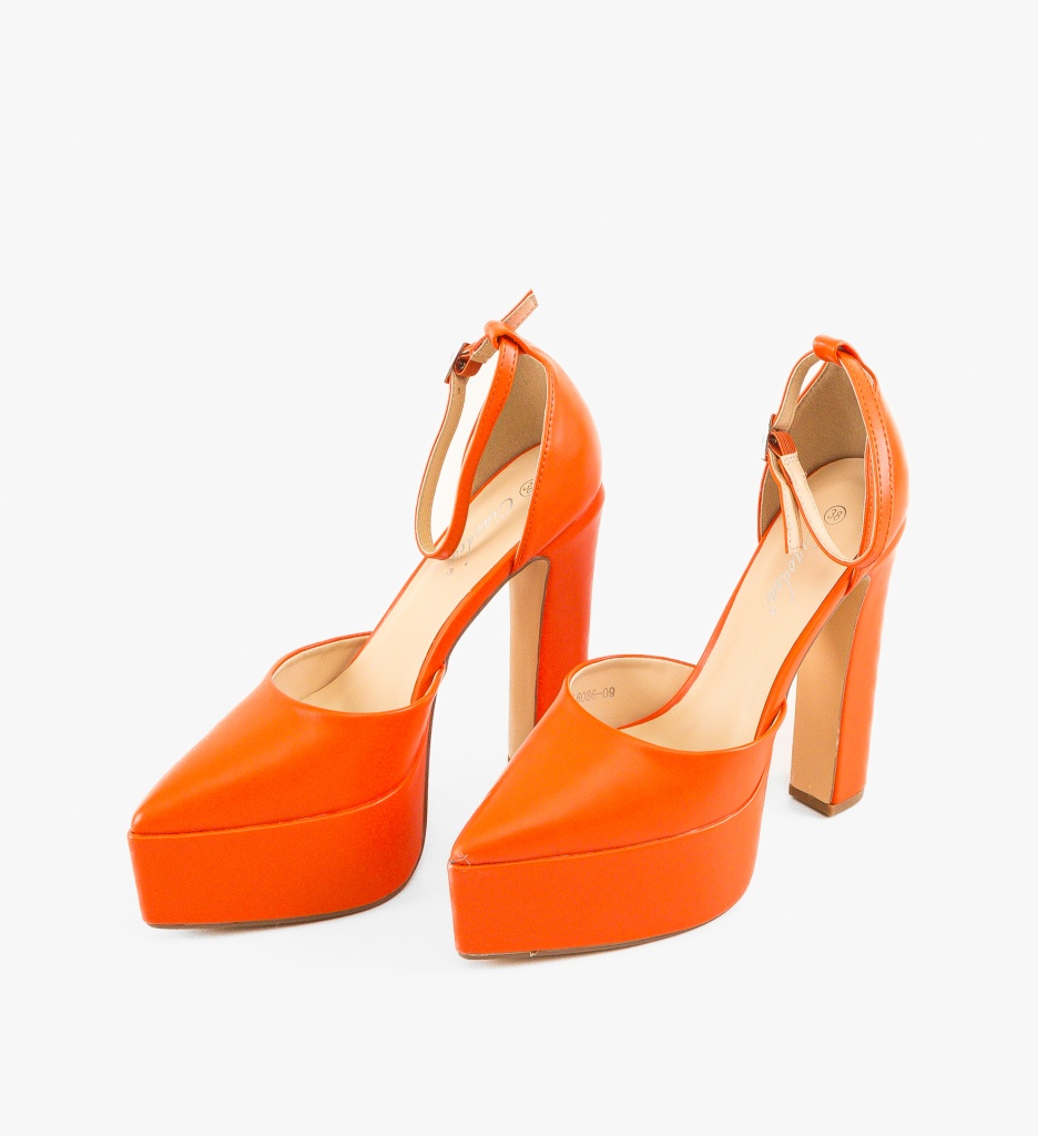 Pantofi cu Toc Marianne Portocalii | Eleganți - imagine 3
