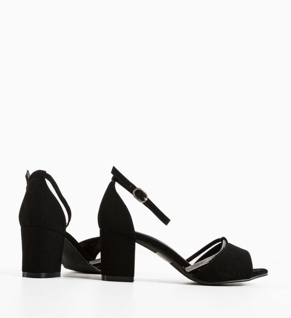 Sandale Leyre Negre cu Toc Elegant - imagine 5