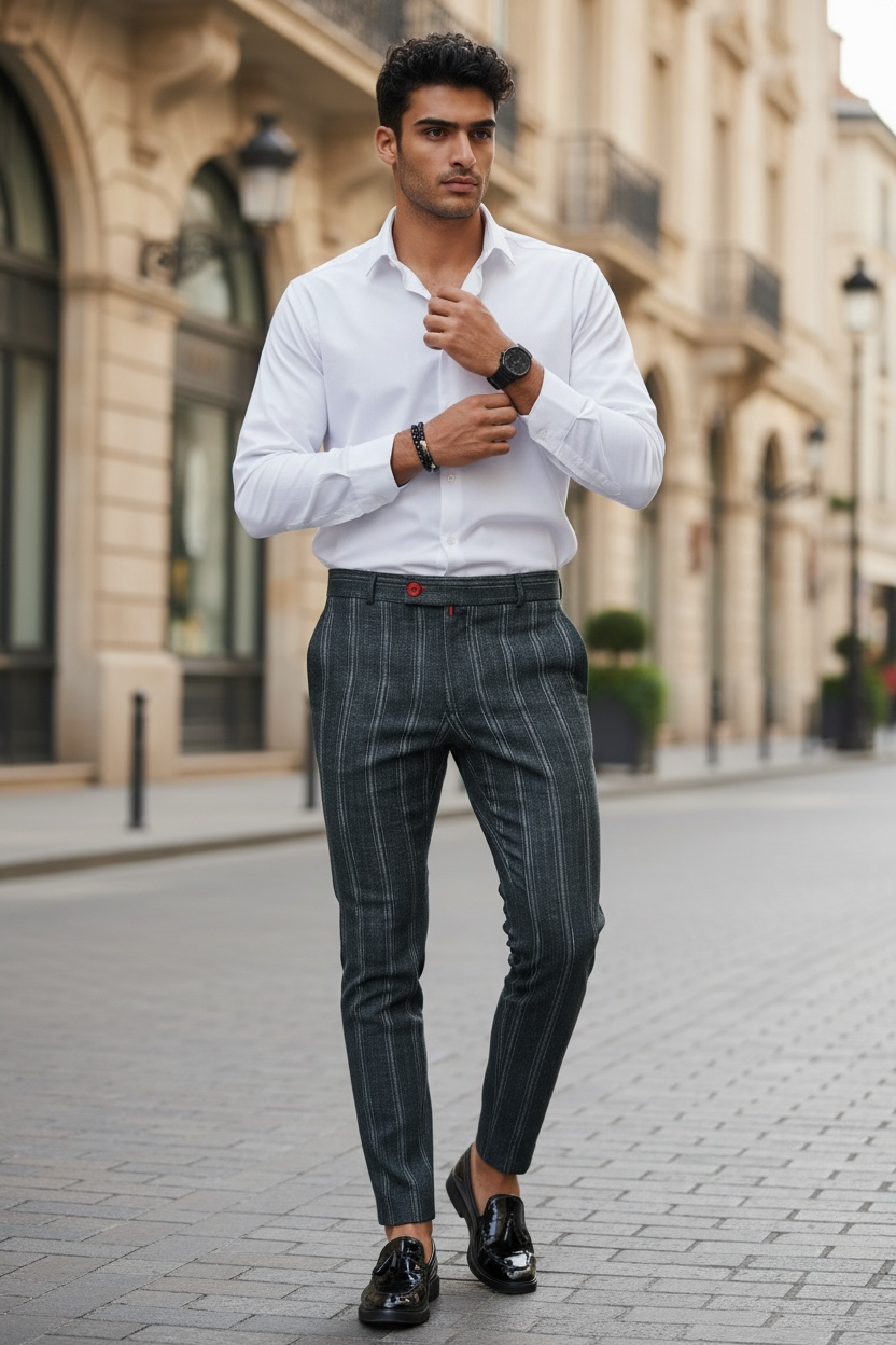 Pantaloni Barbati Eleganti Carouri | Stil Modern - imagine 2