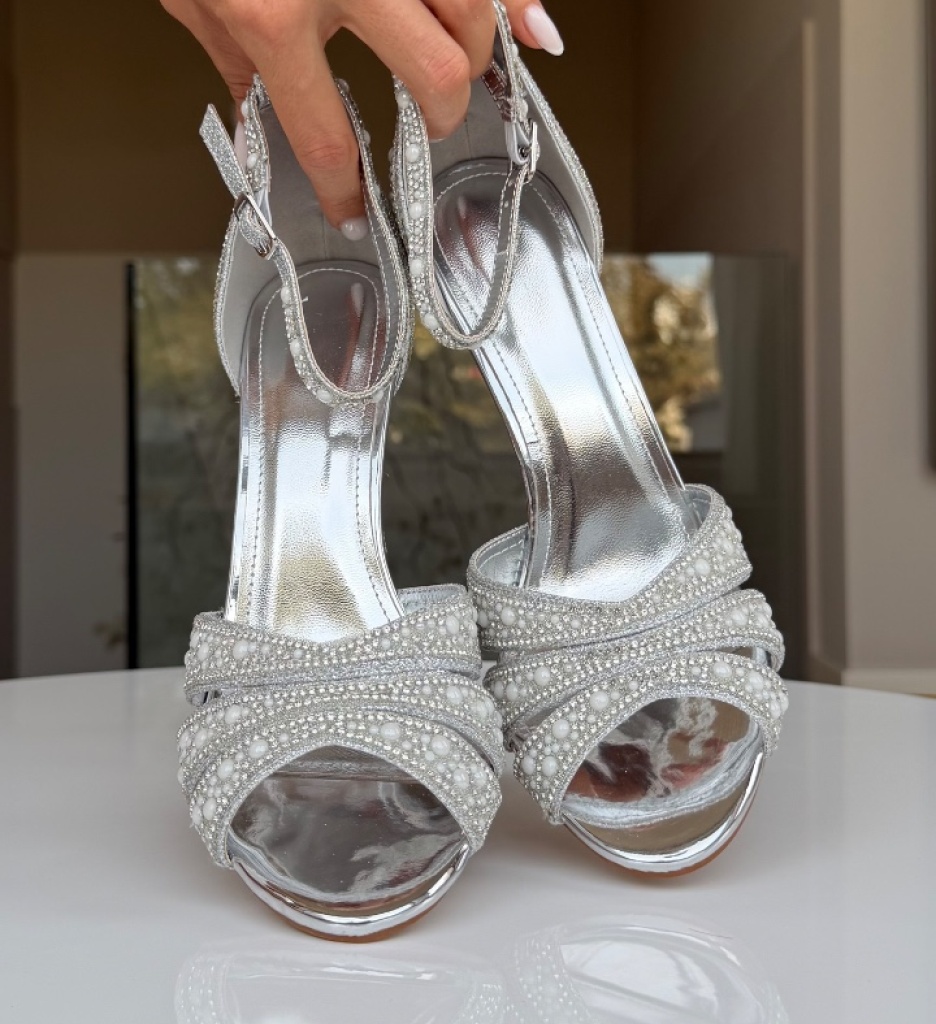 Sandale cu Toc Petyr Argintii – Eleganță și Stil - imagine 7