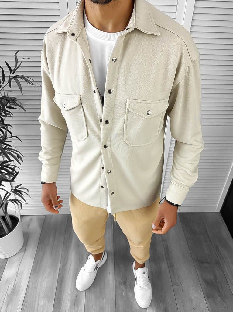 Camașă Bărbați Casual Bej Slim Fit - K9