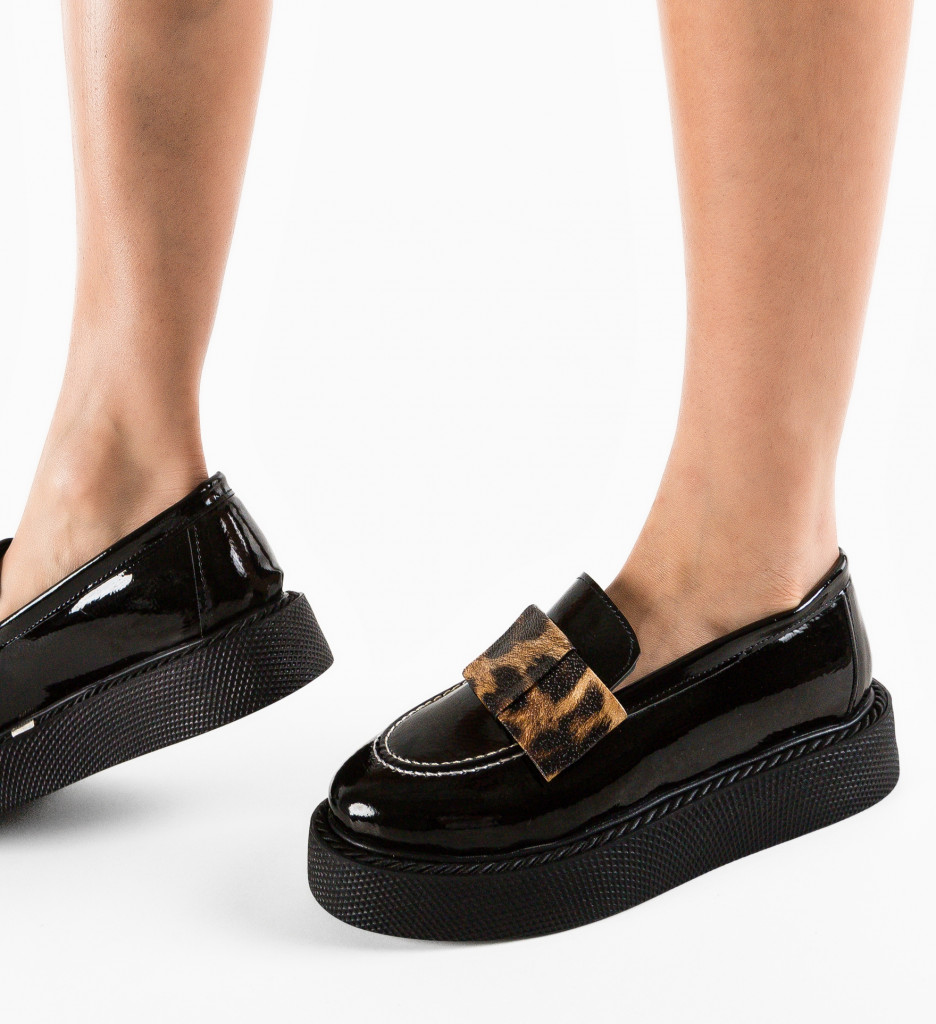 Pantofi Casual Vultis Negri - Confort Stil - imagine 5