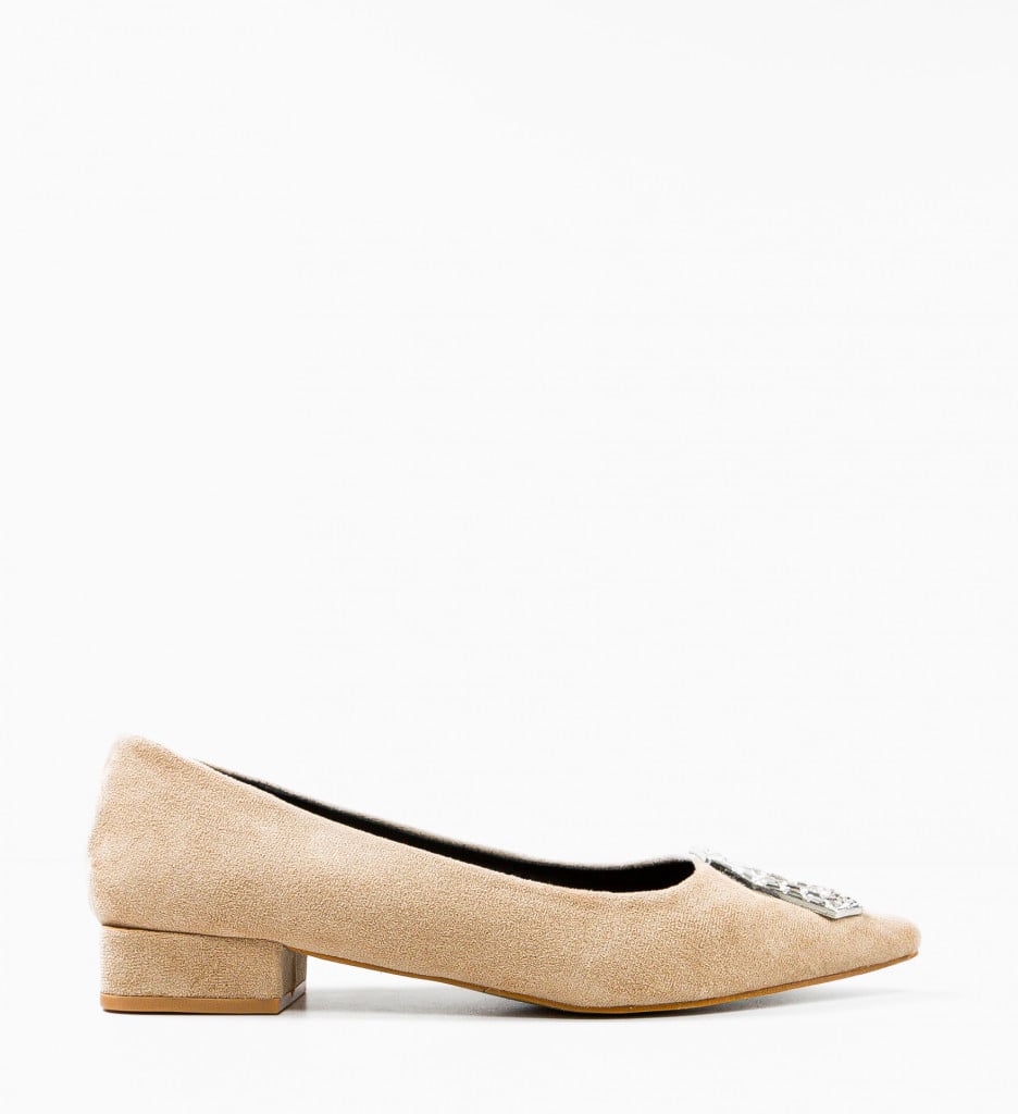Pantofi dama Bendo Bej cu toc elegant - imagine 5