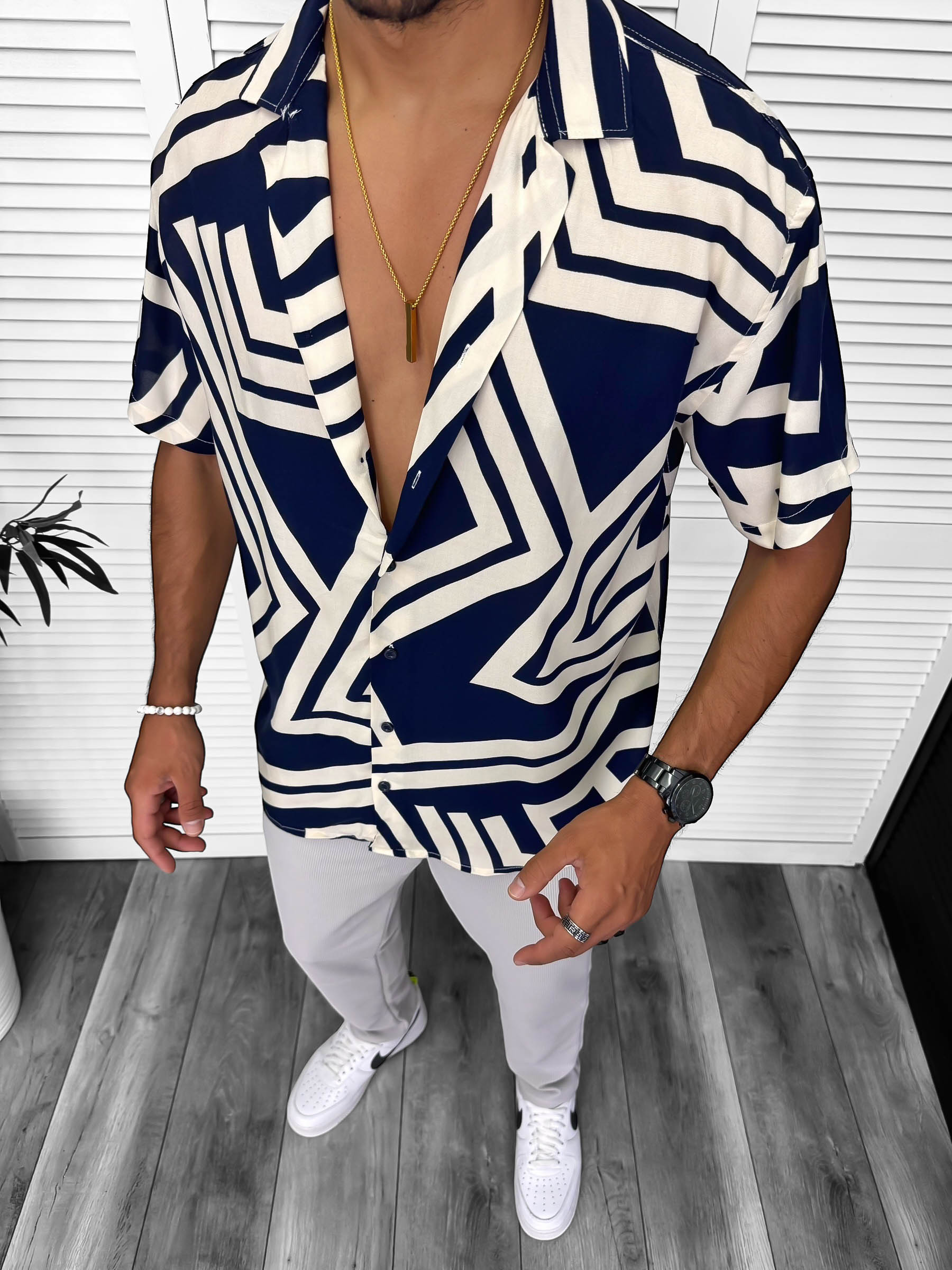 Cămașă Vară Bărbați Slim Fit din Bumbac