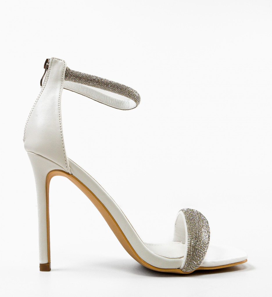Sandale Yolox Albe cu Toc Elegante - imagine 4