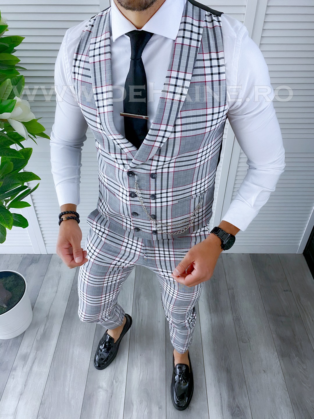 Compleu Barbati Vesta + Pantaloni Elegant Slim Fit