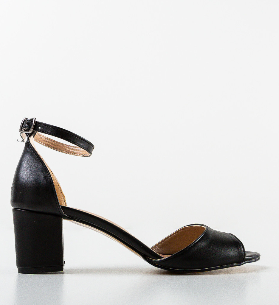 Sandale Miko Negre cu Toc Elegant - imagine 5