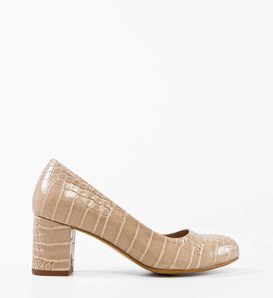 Pantofi dama Azura Bej eleganți cu toc - imagine 5