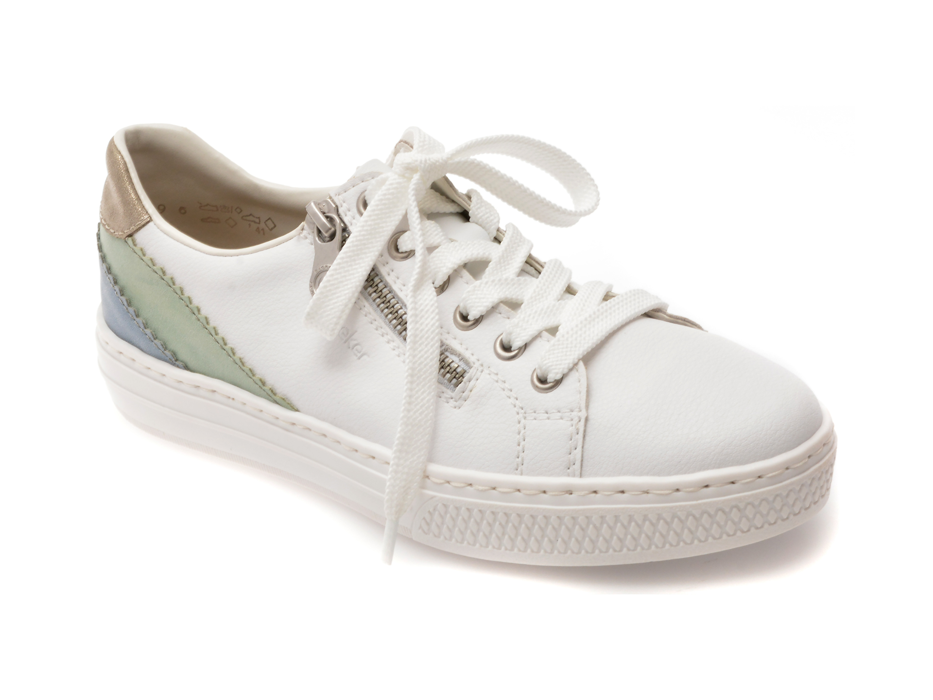 Rieker L5900 - Pantofi albi din piele naturală