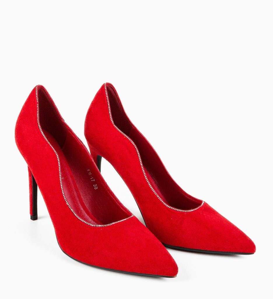 Pantofi Dama Wayan Rosii cu Toc Eleganți - imagine 7