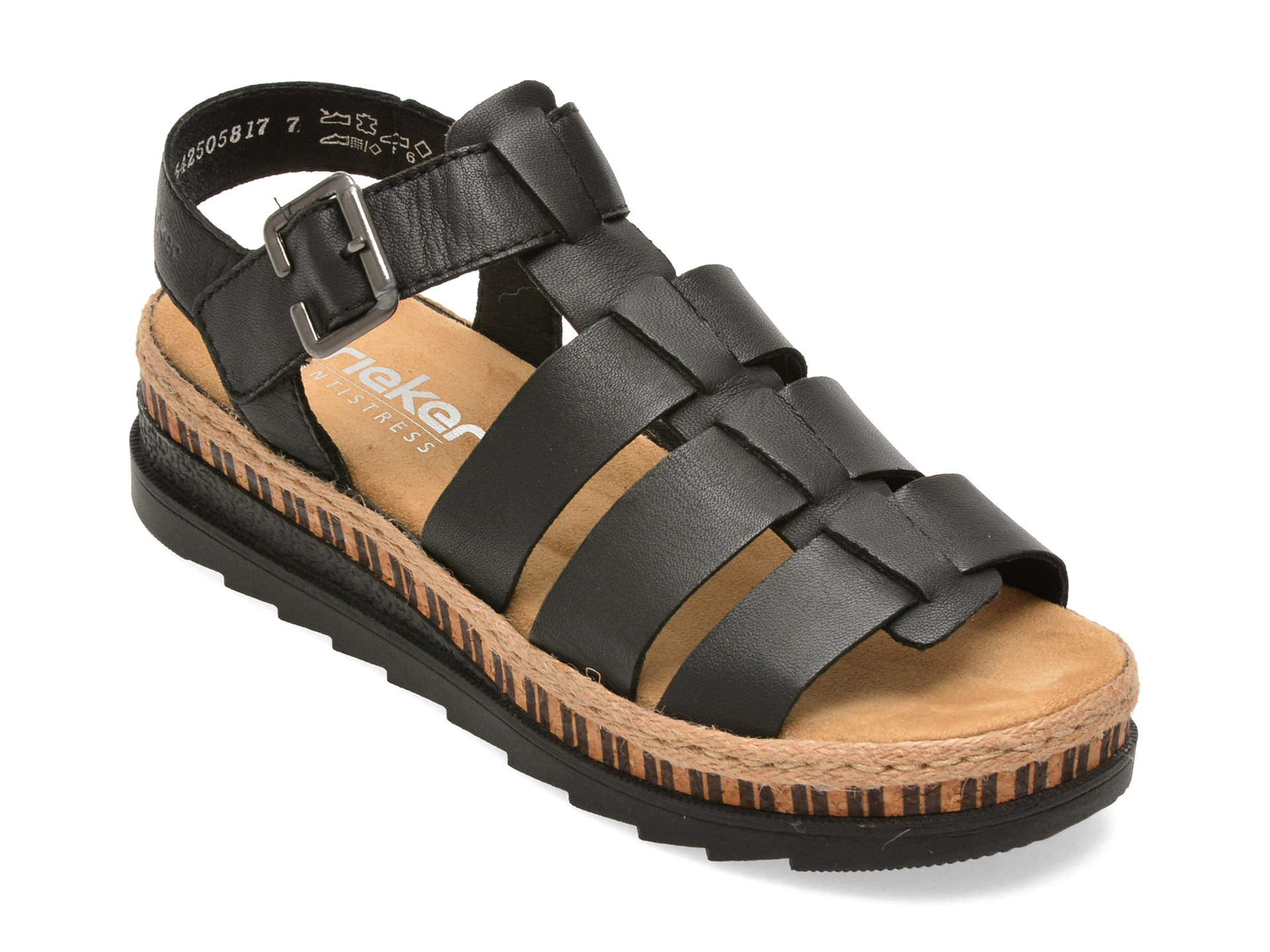 Sandale Rieker Negre Piele Naturală V7904 - imagine 2