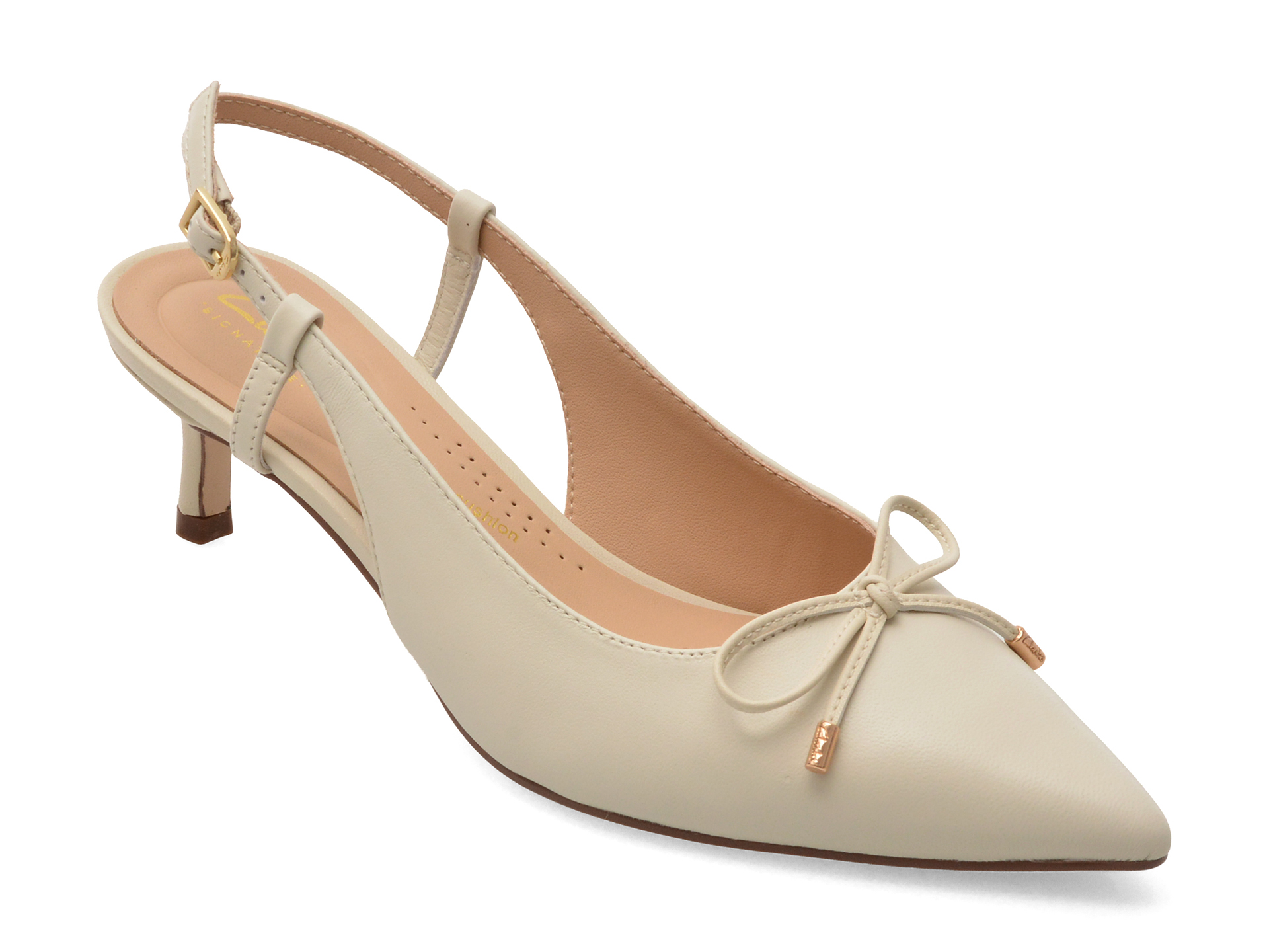Pantofi Clarks Zarey Bow Bej Piele Naturală