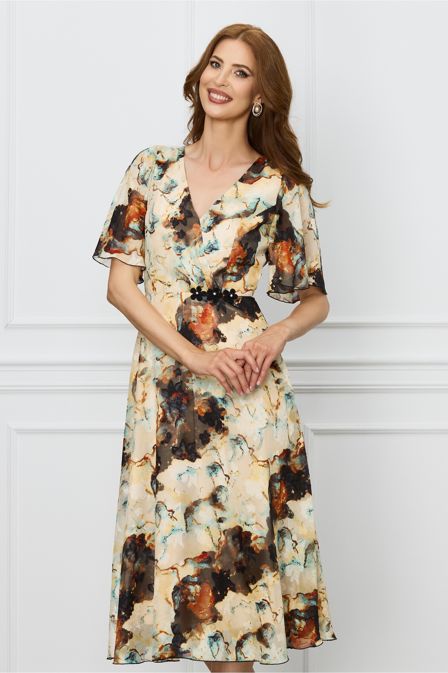 Rochie Eleganta Cununie Civila Bej Ginette