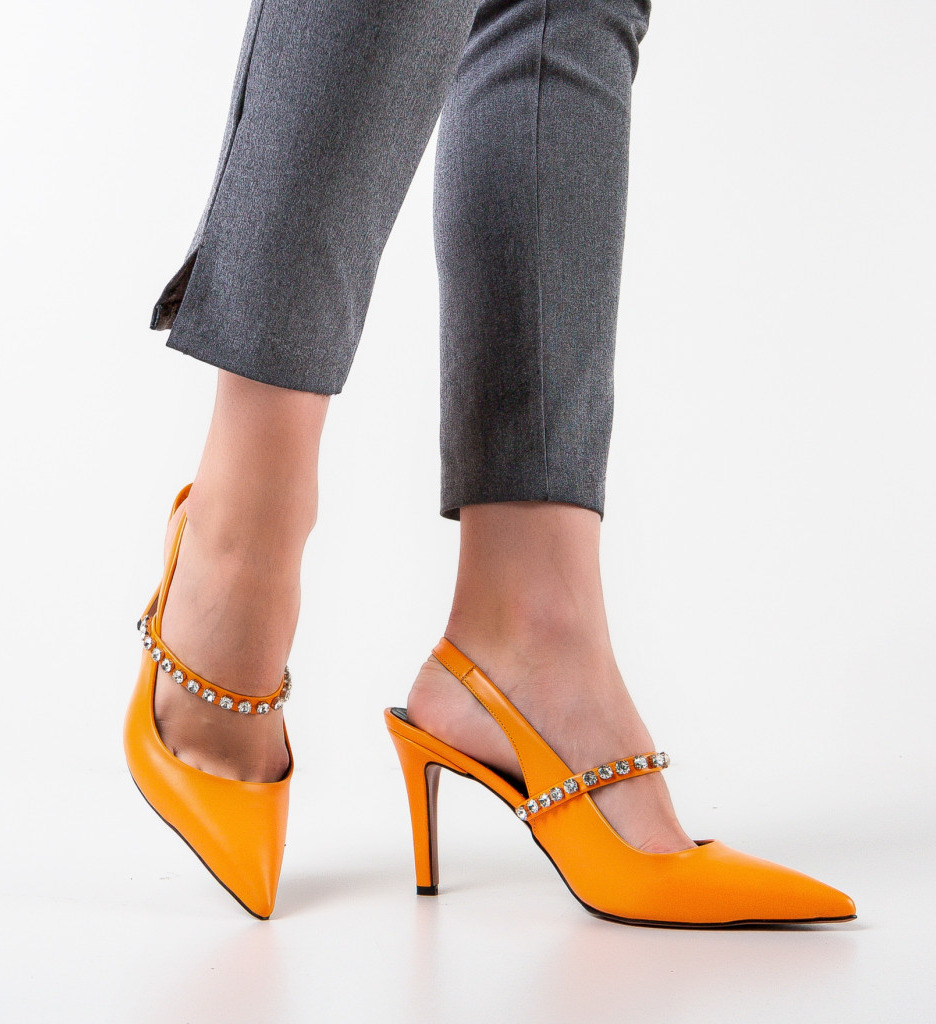 Pantofi Ogal Portocalii cu Toc - Eleganță și Stil - imagine 2