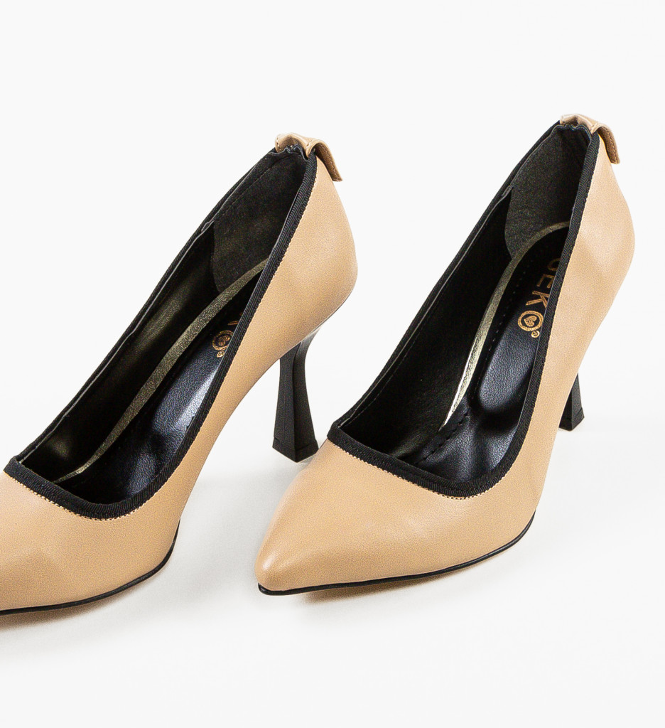 Pantofi Vehy Bej Eleganți cu Toc - imagine 6