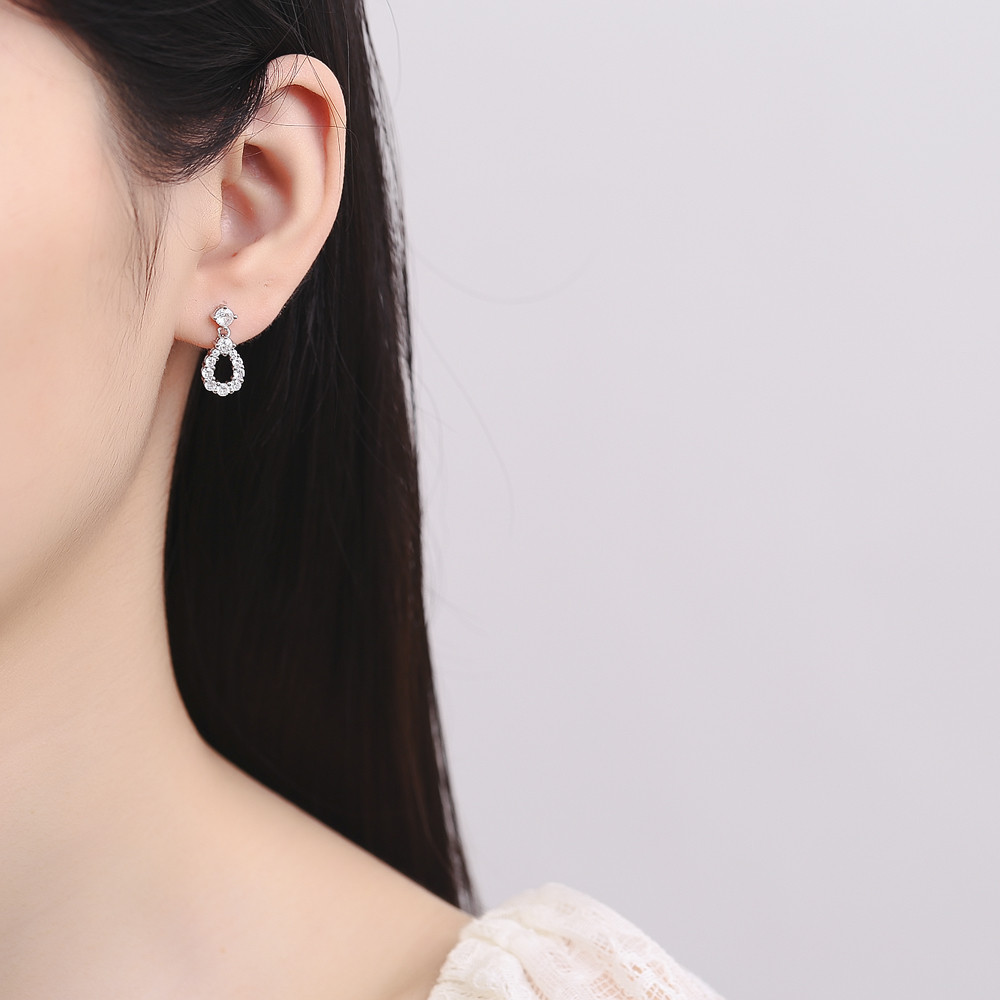 Cercei Argint Haifeng JW799 placati rodiu - imagine 2