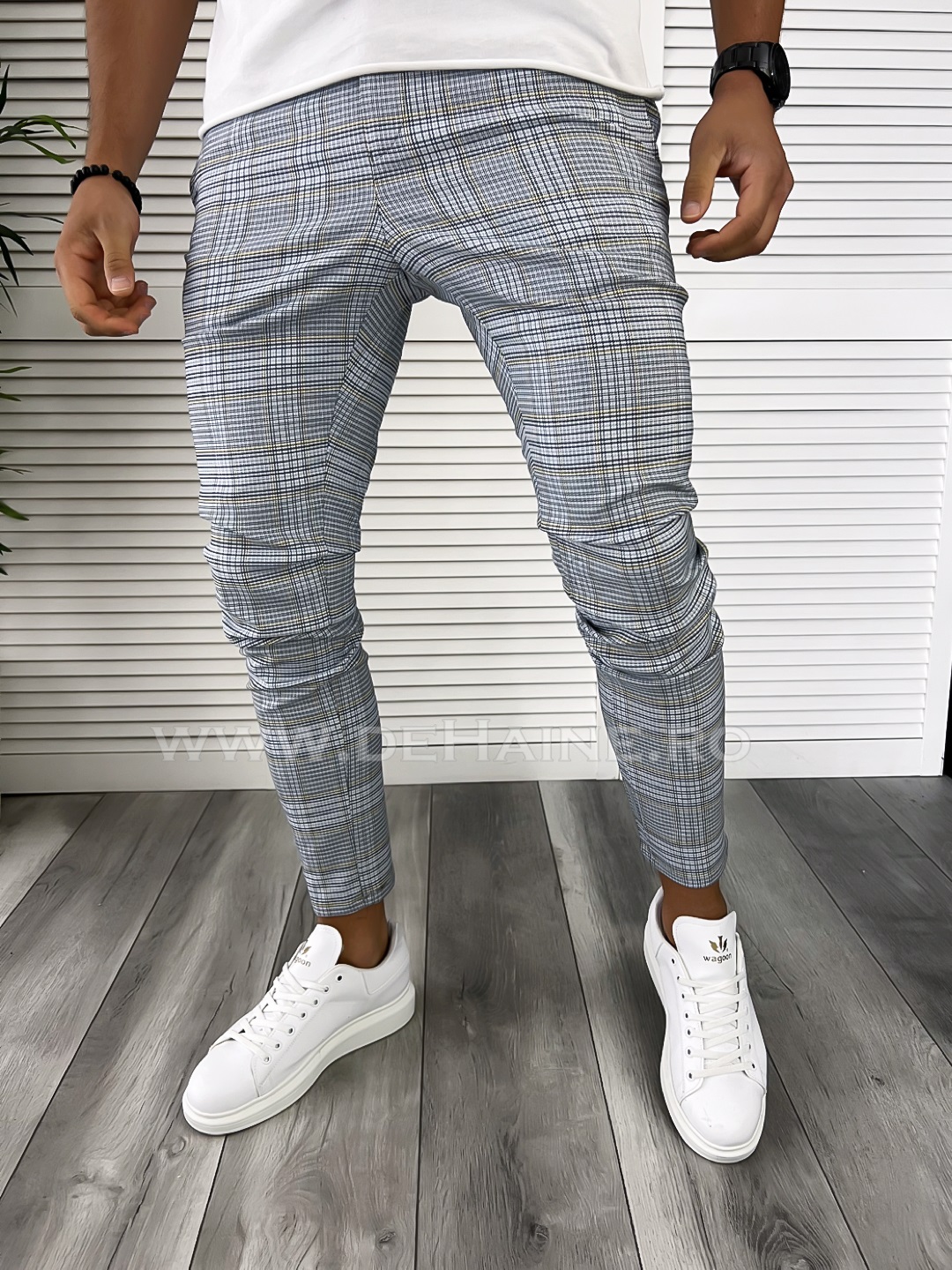 Pantaloni Casual Bărbați Carouri 100% Bumbac