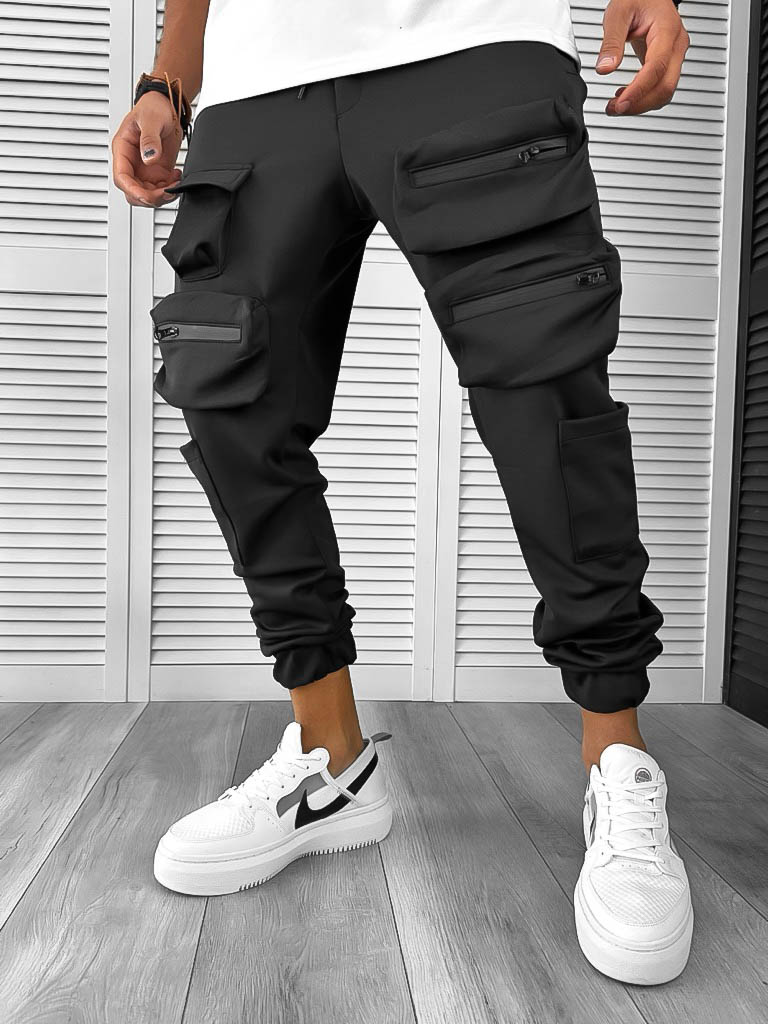 Pantaloni Cargo Conici Negri - Stil și Confort