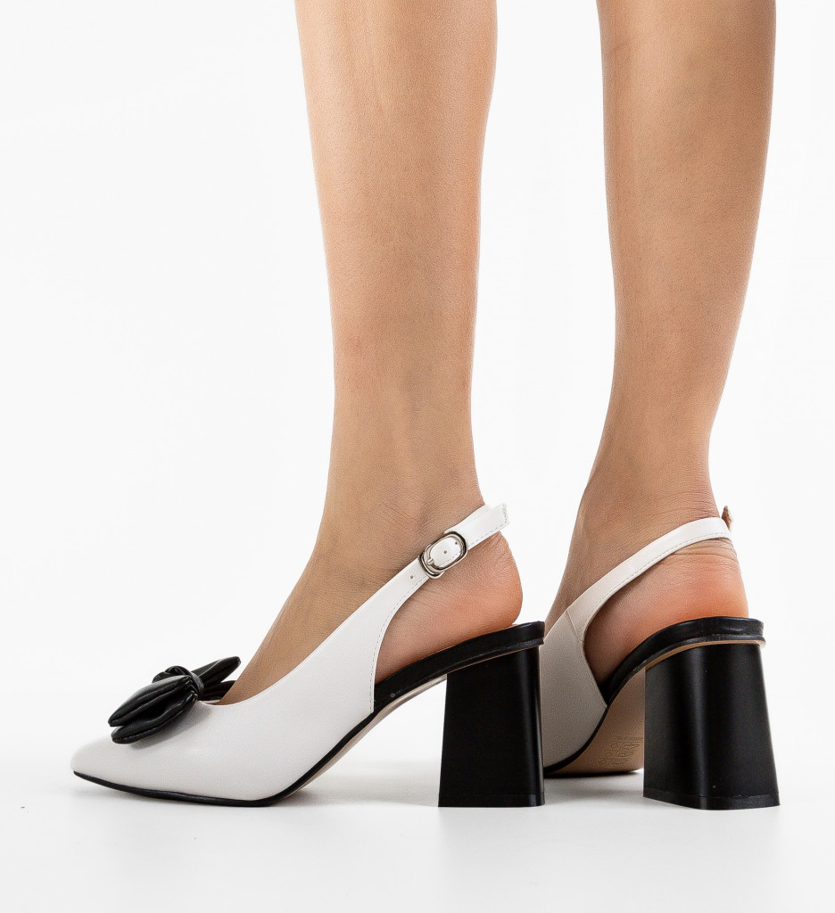 Pantofi Long albi cu toc - eleganță și confort - imagine 5