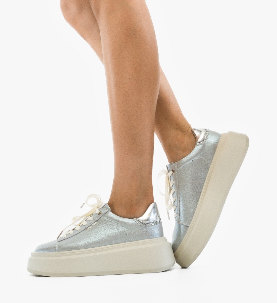 Pantofi Casual Lalere Argintii Eleganți - imagine 4