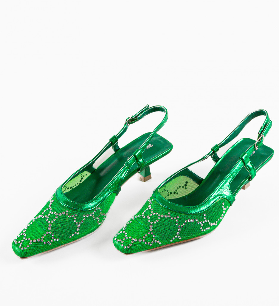 Pantofi Pete Verzi Eleganți cu Toc - Design Modern - imagine 8