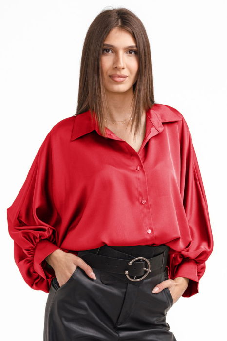 Camașă Elegantă Satin Roșu | Shopika
