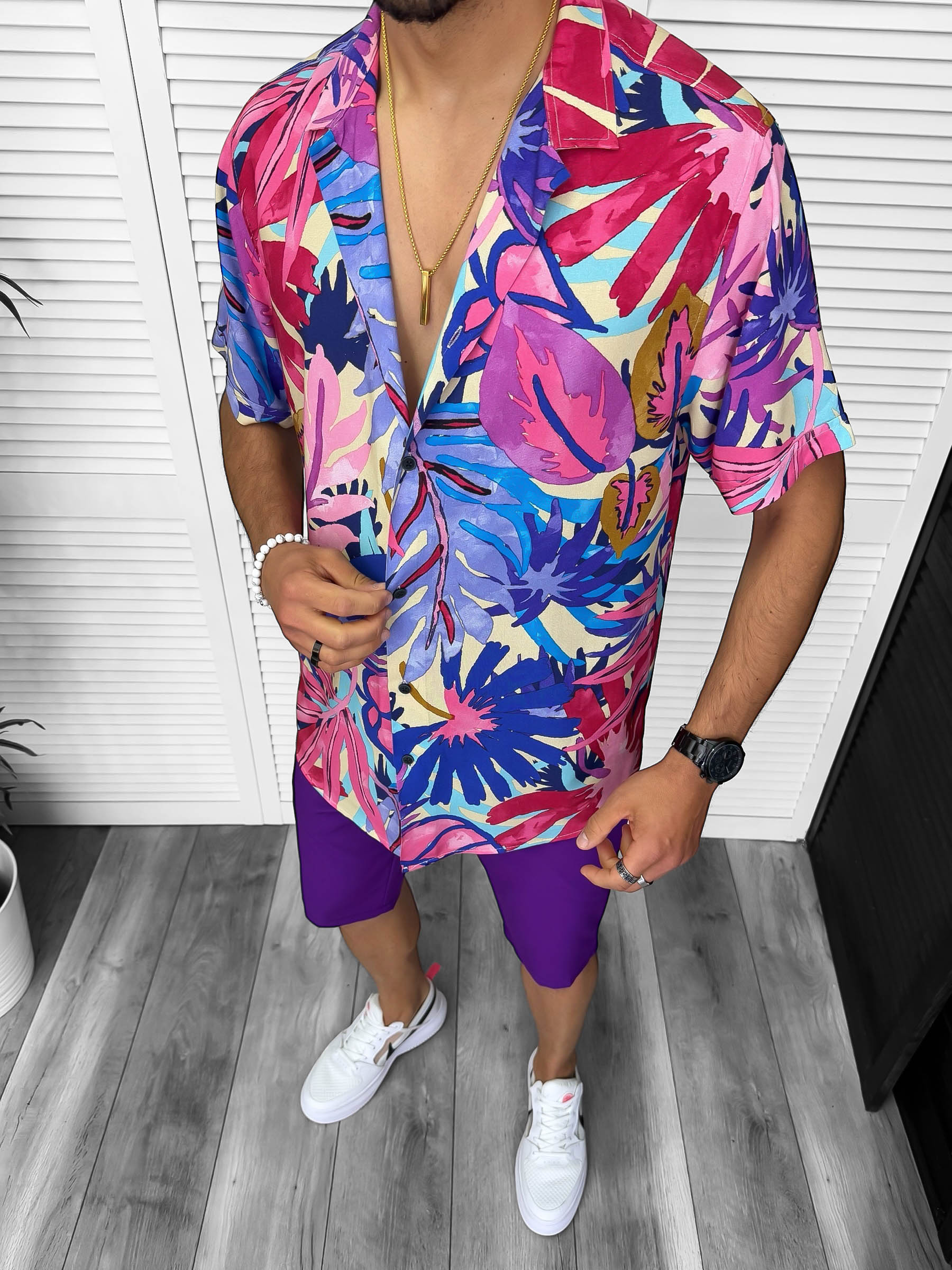 Camașă Bărbați Premium cu Imprimeu Slim Fit