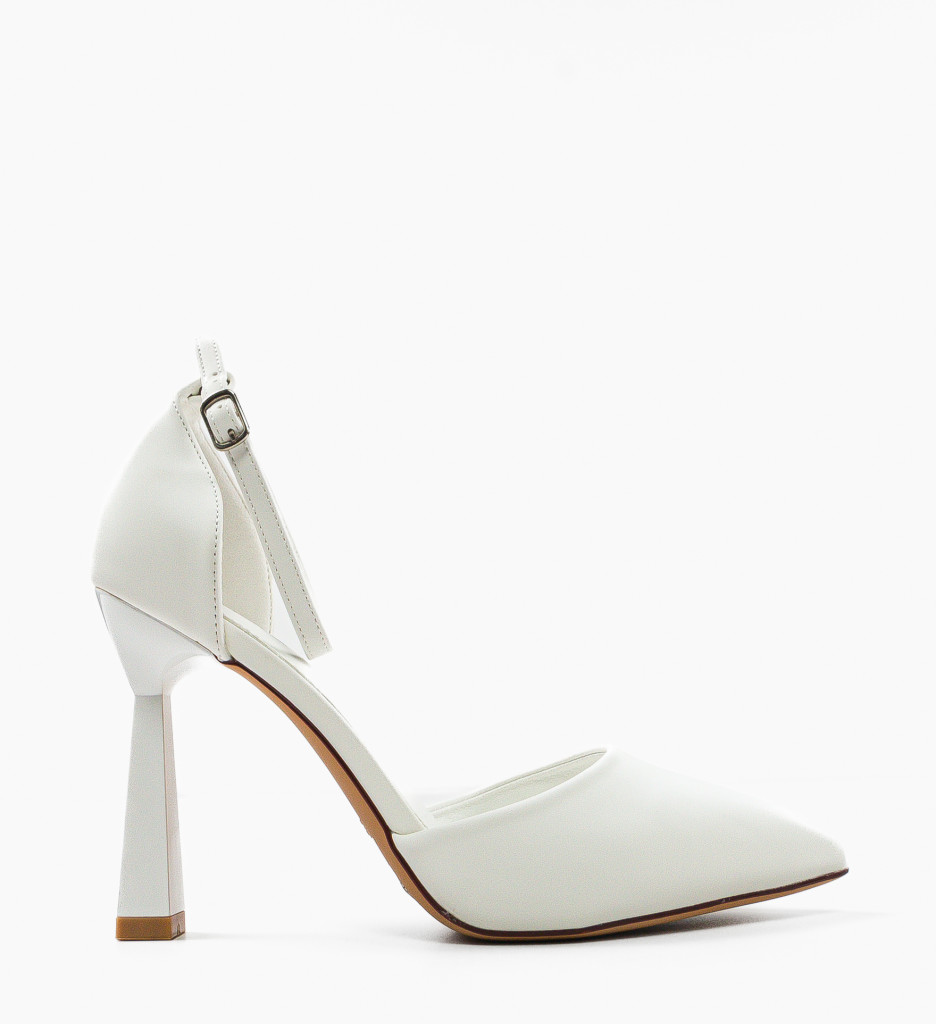 Pantofi dama Trypho Albi Eleganți cu Toc - imagine 3
