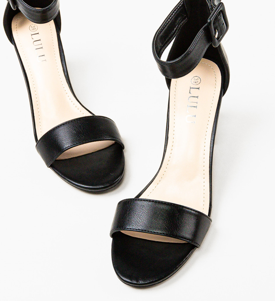 Sandale Saxon Negre cu Toc Elegante - imagine 4