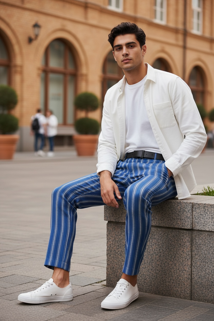 Pantaloni Barbati Bleumarin Regular Fit Casual - imagine 2