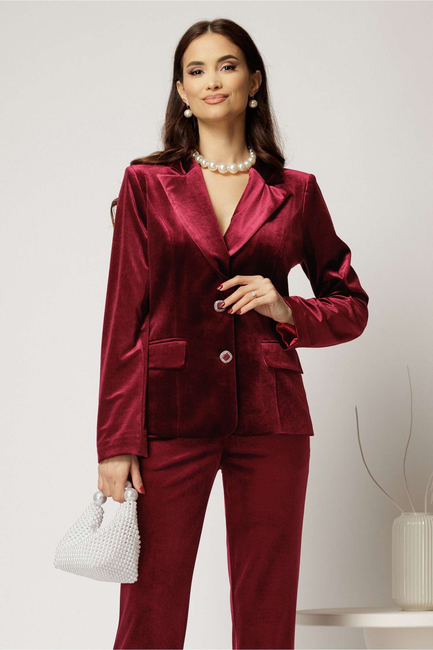 Sacou Catifea Bordo Eleg | Stil Sofisticat