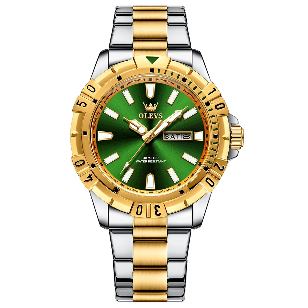 Ceas Olevs Barbatesc Bicolor, Cadran Verde