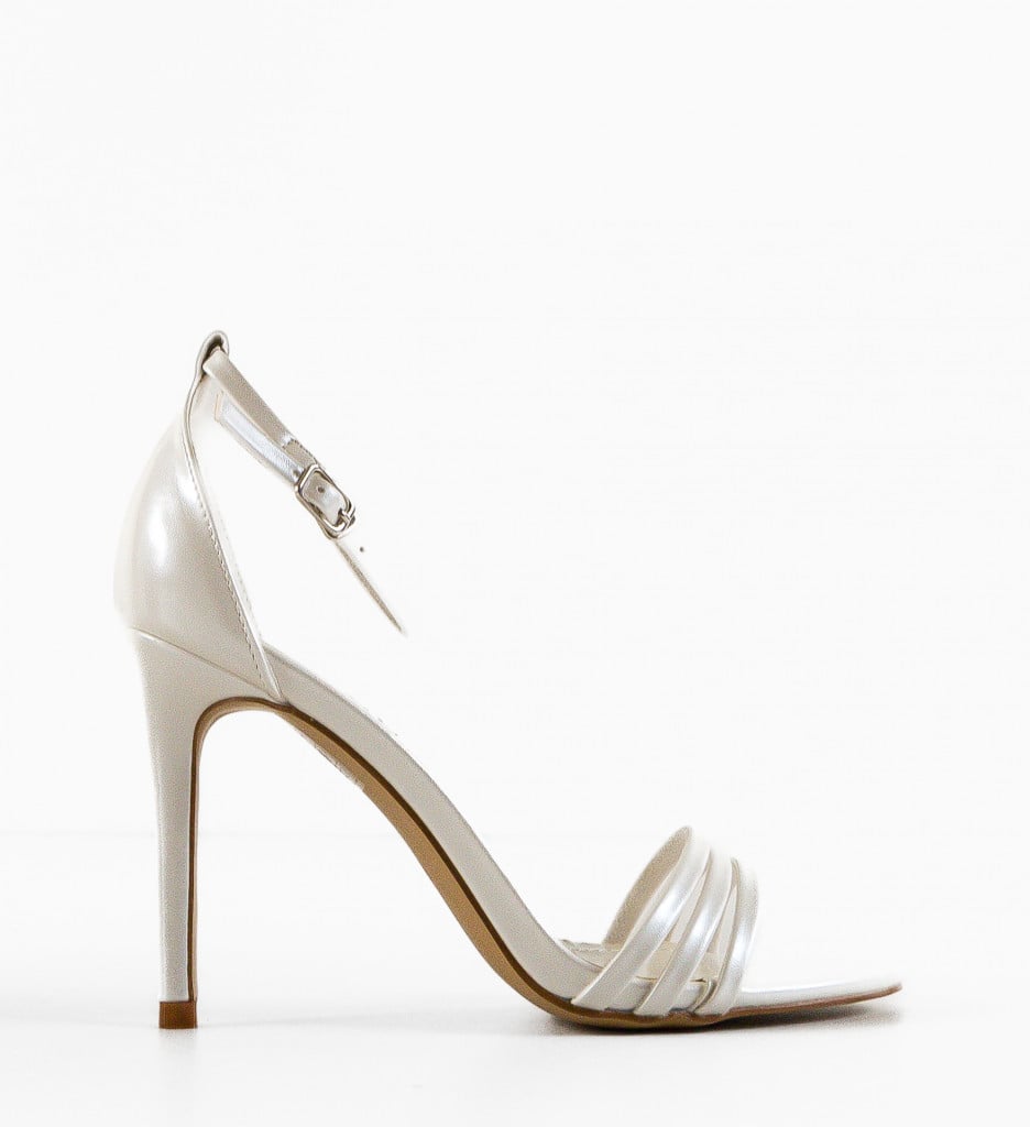 Sandale Dama Lajy Albe cu Toc Elegant - imagine 6