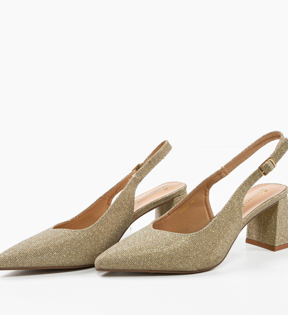 Pantofi Toc Eleganți Terminak Aurii 2 - imagine 4