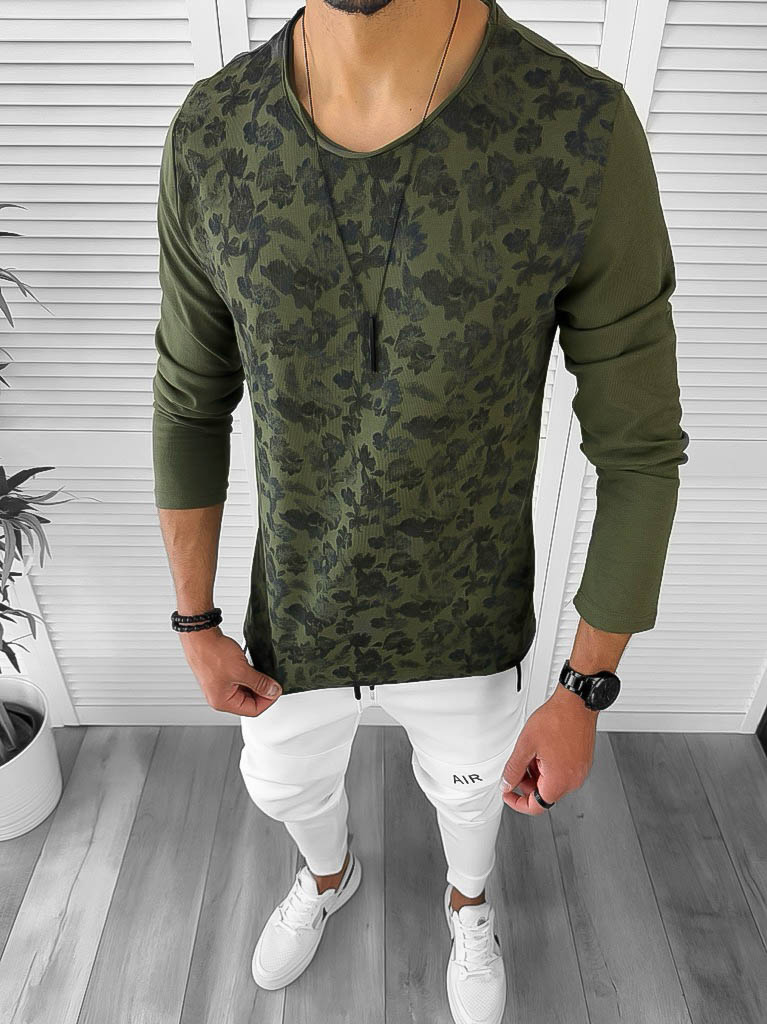 Bluză Bărbătească Kaki Slim Fit cu Defect Redus