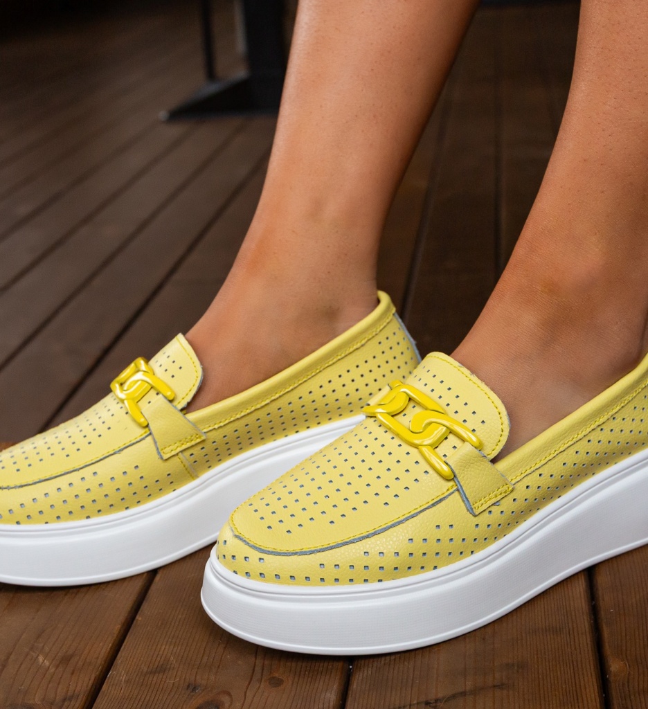 Pantofi Casual Lezzer Galbeni - Confort și Stil - imagine 4