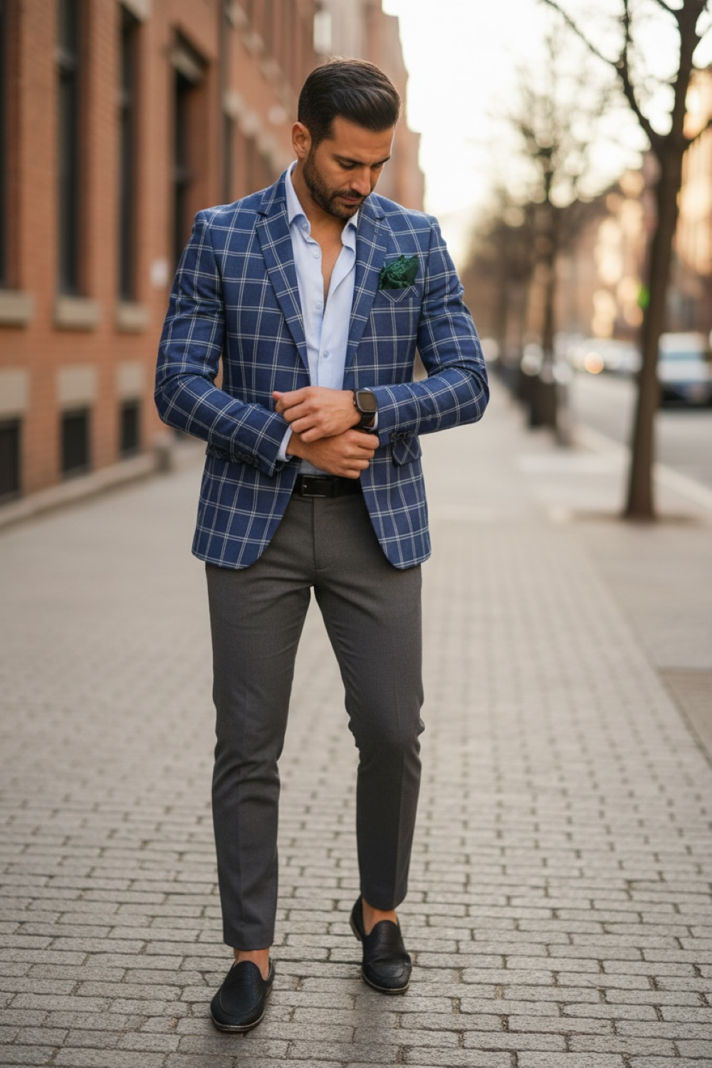 Sacou Barbati Slim Fit Carouri Eleganță - imagine 2
