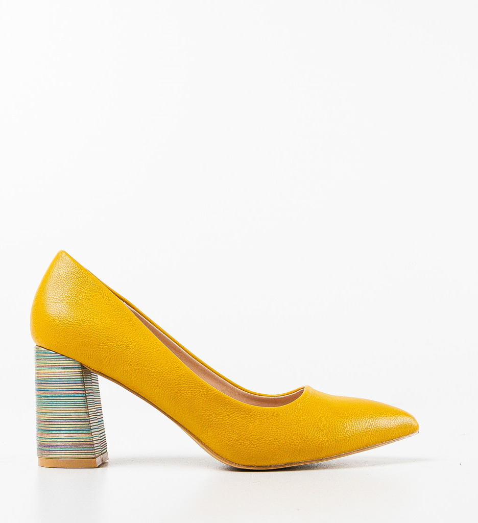 Pantofi Jaylen Galbeni cu Toc Eleganți - imagine 5