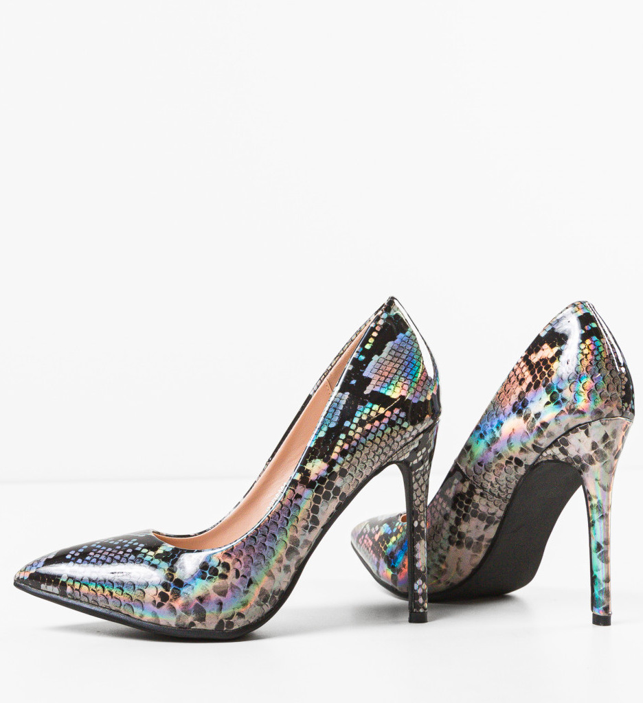 Pantofi Dama Argintii cu Toc Eleganti - imagine 7