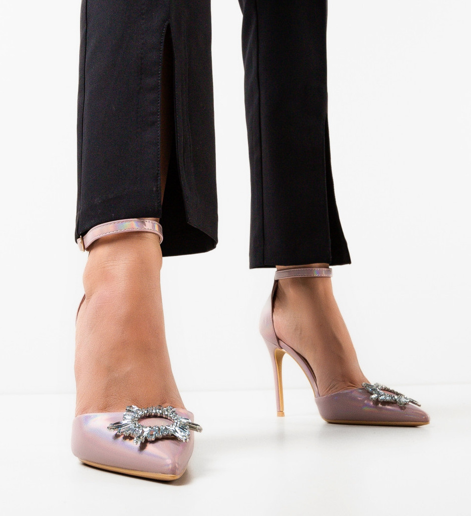 Pantofi Honor Roz cu Toc Eleganți - imagine 3