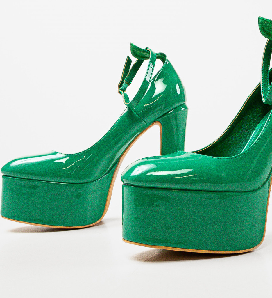 Pantofi Elysia Verzi cu Toc Elegant - imagine 4