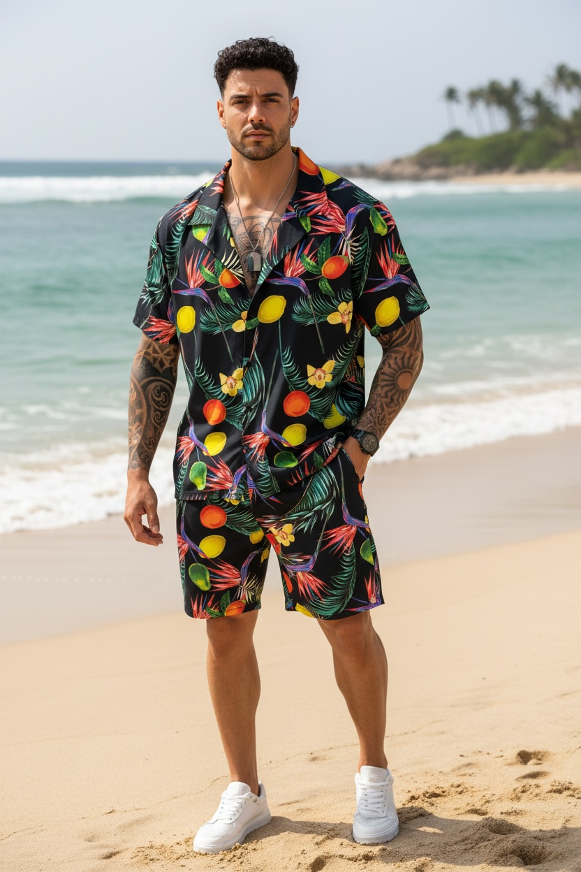 Compleu de vara camasa cu imprimeu + pantaloni 5502 34-3.3
