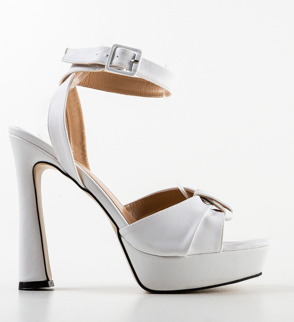 Sandale Dama Albe cu Toc Elegante - imagine 4