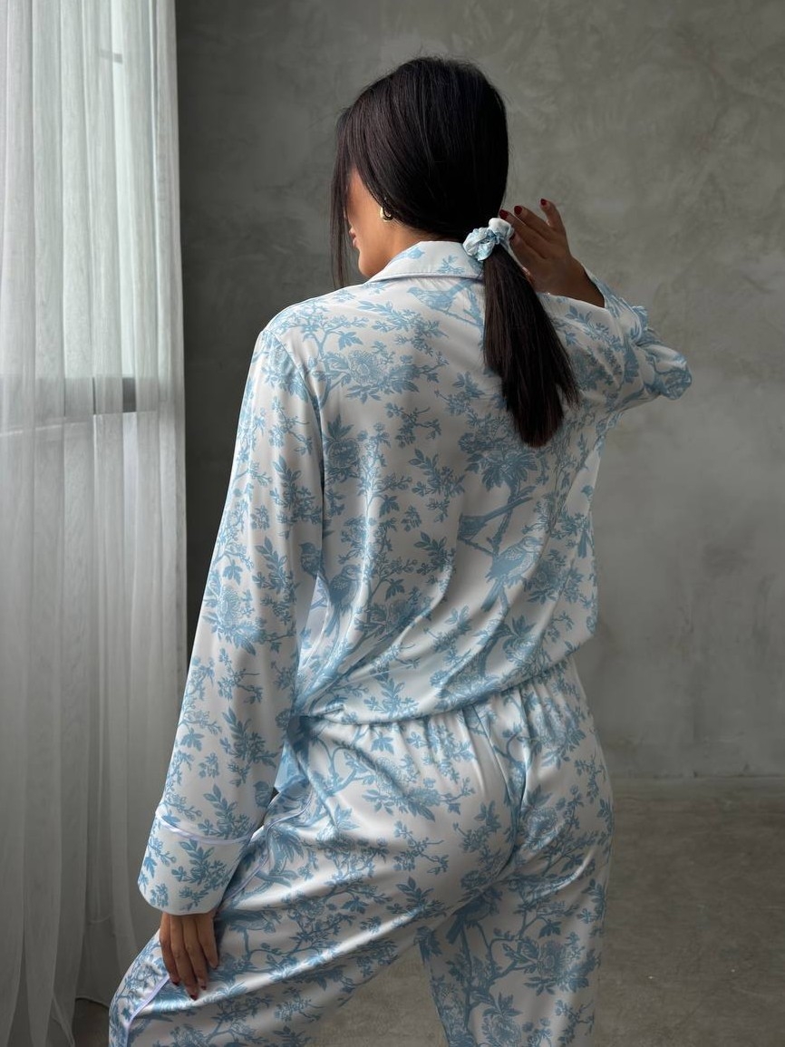 Pijama Dama 2 Piese Delis Satin Mat Floral - imagine 5